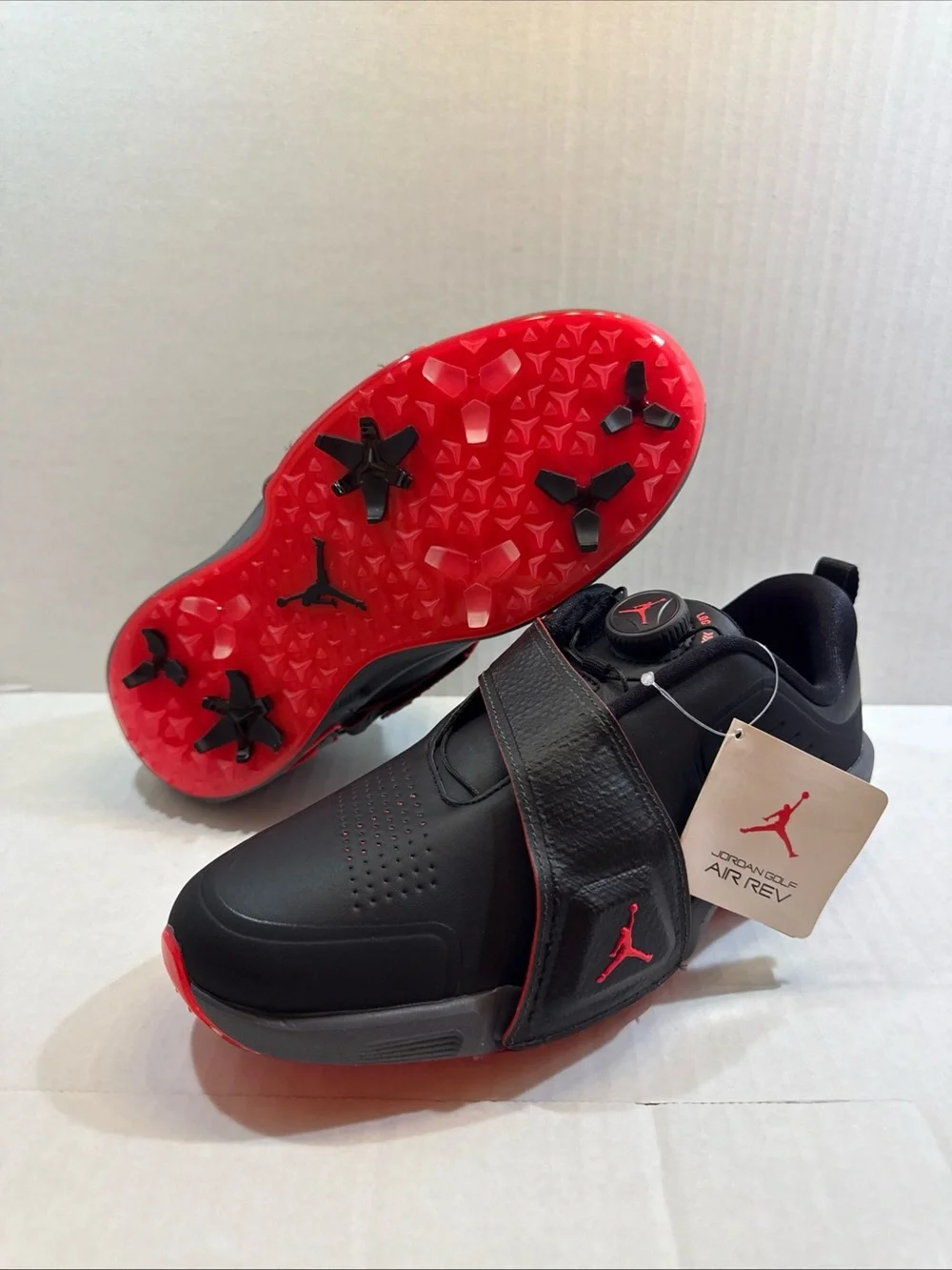 Men's Size 7.5 Air Jordan Rev Golf Shoes Black Grey Infrared FV6338-001
